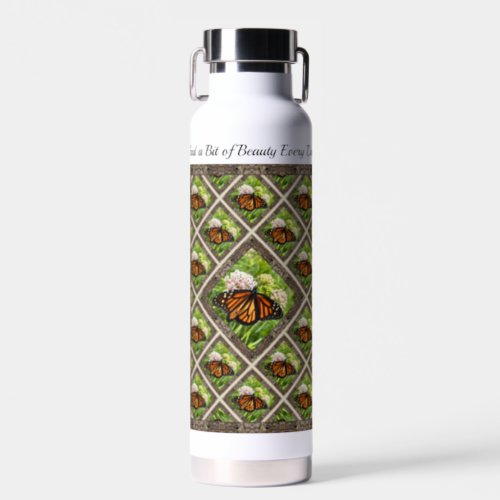 Insulated Water Bottle with Monarch on Milkweed