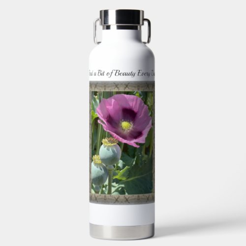 Insulated Water Bottle with Pink Poppy