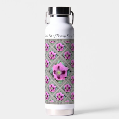 Insulated Water Bottle with Pretty Pink Poppies