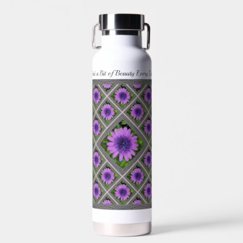 Insulated Water Bottle with Purple African Daisies