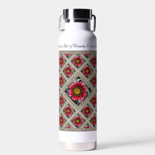 Insulated Water Bottle with Red Gazanias