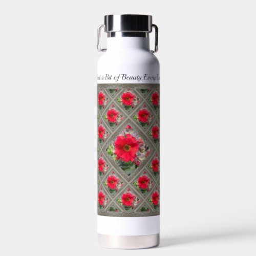 Insulated Water Bottle with Red Nemesia Flowers