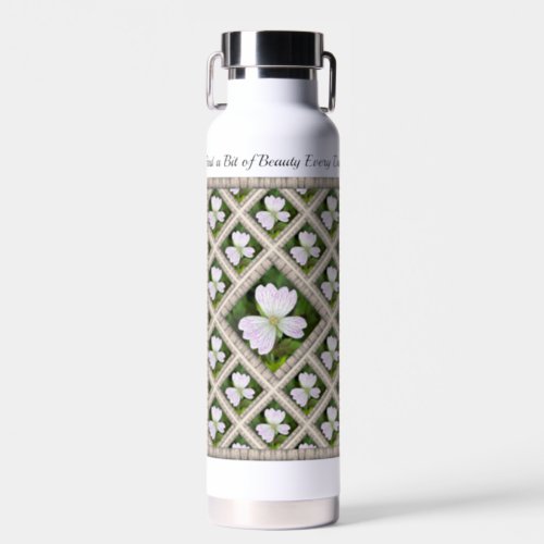 Insulated Water Bottle with White Geraniums
