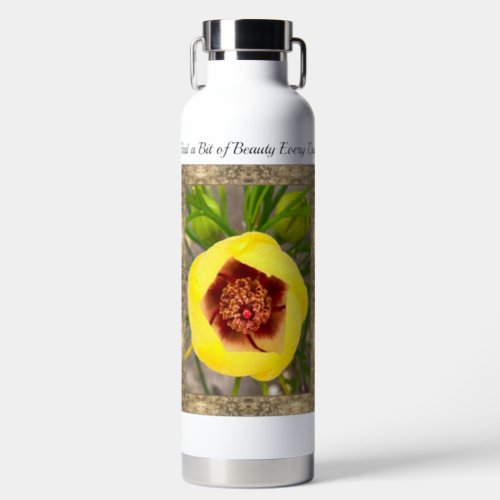 Insulated Water Bottle with Yellow Hibiscus