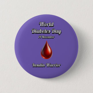 Insulin Warrior. World Diabetes Day.  Button