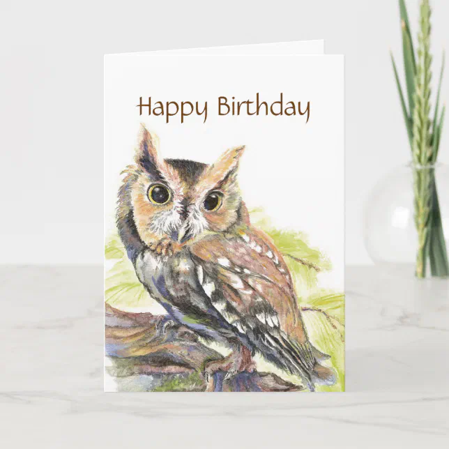 Insulting Cute Owl, Funny Bird, Birthday Card | Zazzle