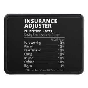 Insurance Adjuster Nutrition Facts Funny Hitch Cover