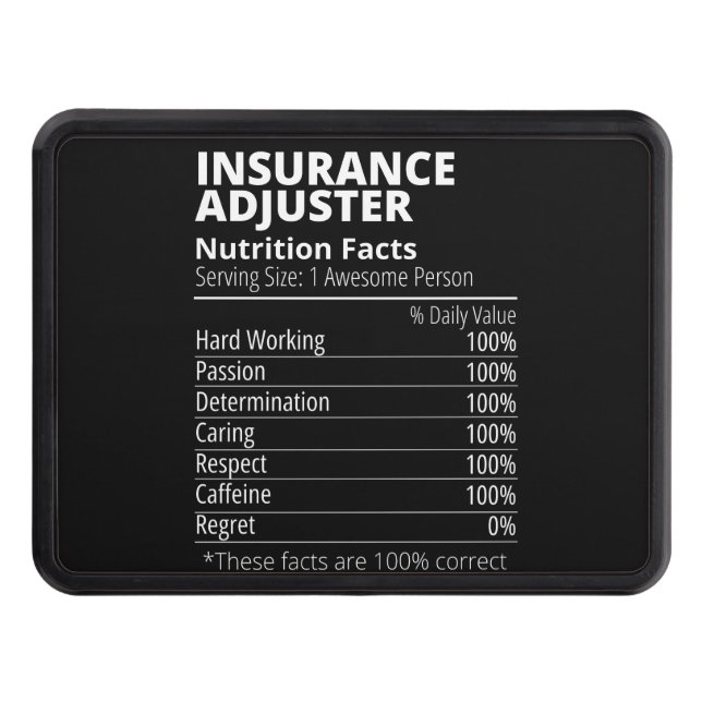 Insurance Adjusters Nutrition Facts Funny Hitch Cover (Front)