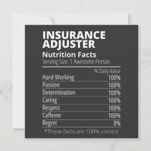 Insurance Adjusters Nutrition Facts Funny Invitation