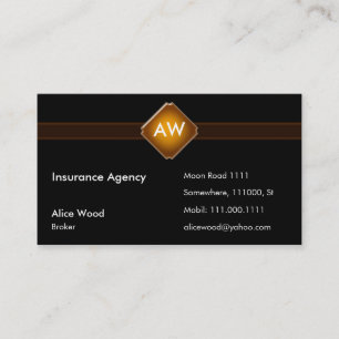 Insurance Agency Initials Business Card