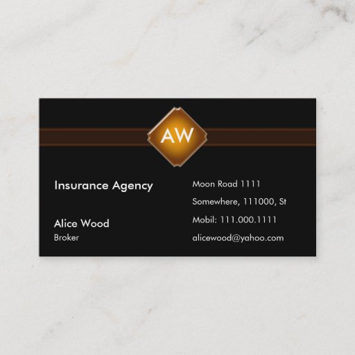 Customizable Monogram Insurance Business Card