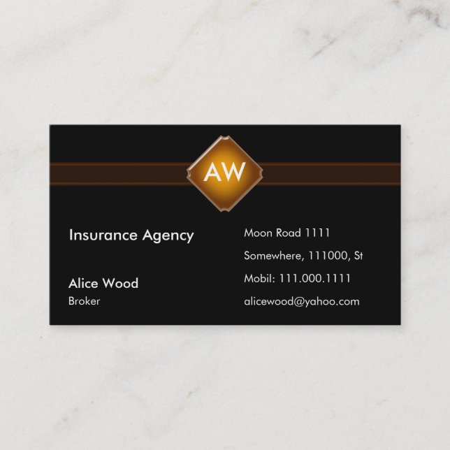 Insurance Agency | Initials Business Card (Front)
