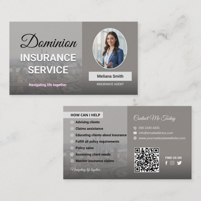 Insurance Agency, Insurance Agent, Broker, Adviser Business Card (Front/Back)