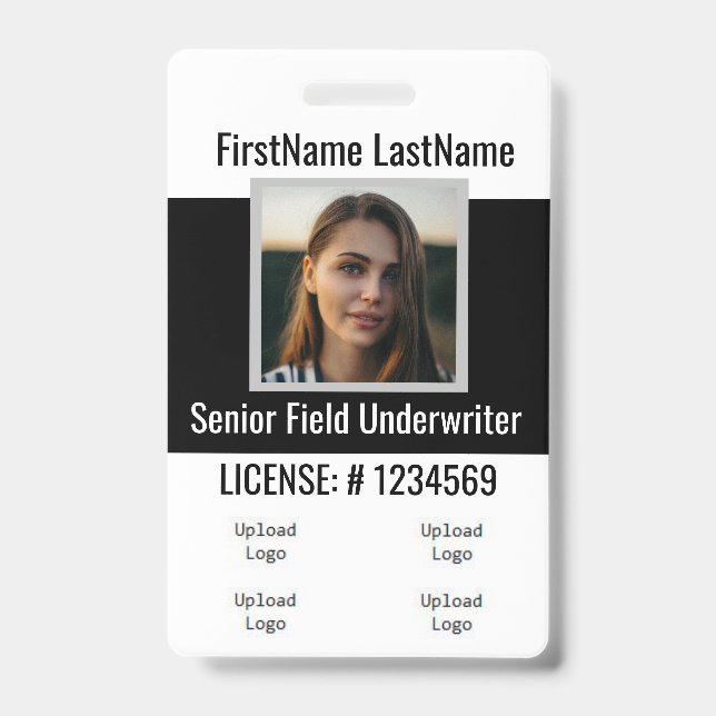 Insurance Agent Badge Front &Back Black 4logos (Front)