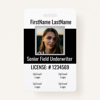 Insurance Agent Badge Front &Back Black 4logos