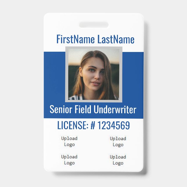 Insurance Agent Badge Front &Back Blue 4logos (Front)