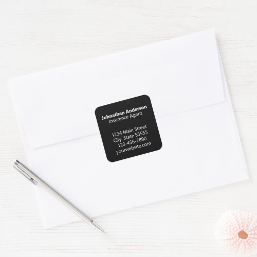 Insurance Agent Black and White Promotional Square Sticker