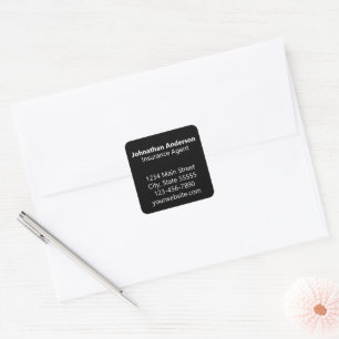 Insurance Agent Black and White Promotional Square Sticker