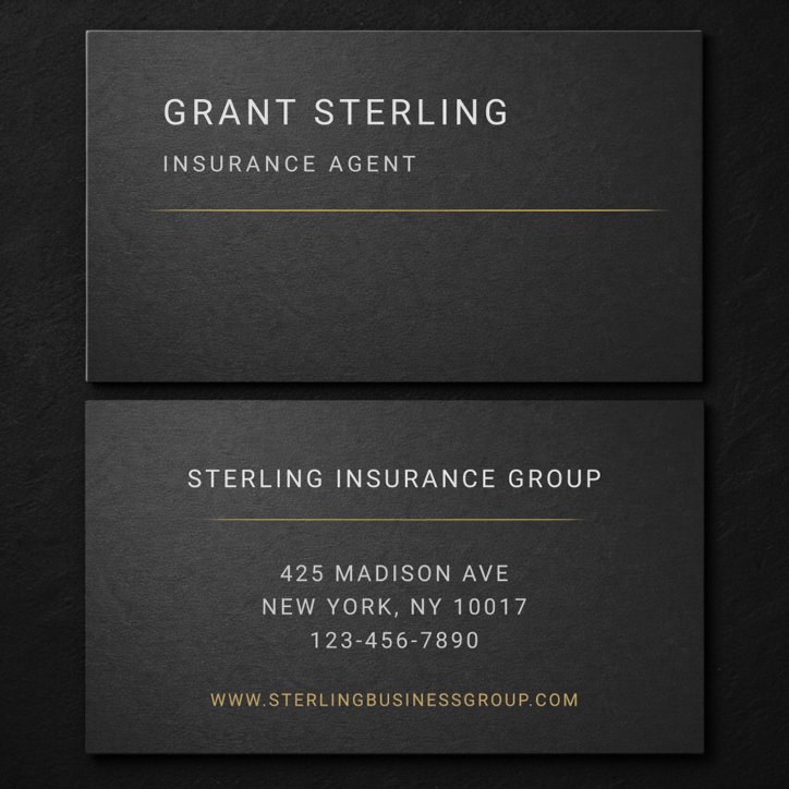 Insurance Agent Black Professional Business Card