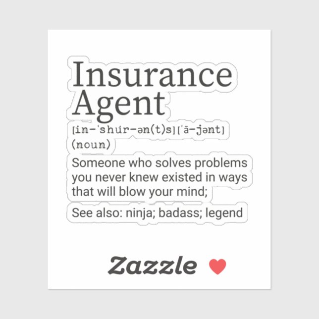 Insurance Agent Definition, Insurance Agent Sticker (Sheet)
