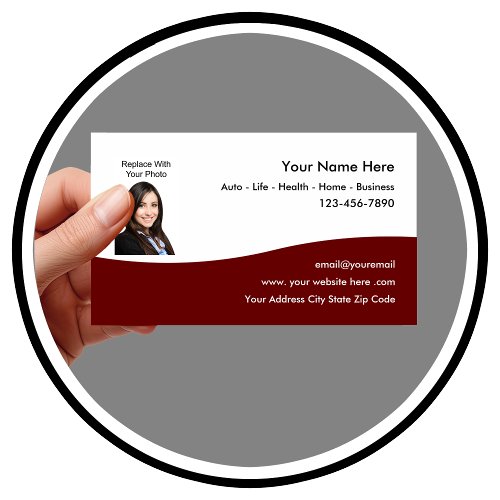 Insurance Agent Editable Photo Business Cards