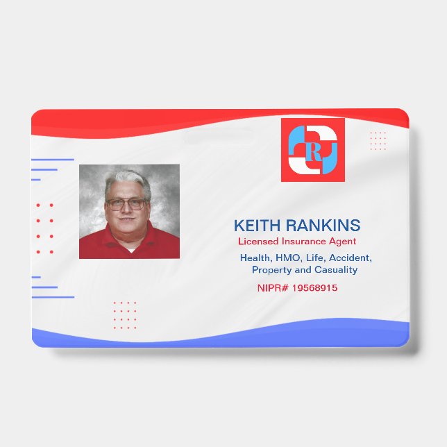 Insurance Agent ID Card Badge (Front)