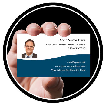 Insurance Agent Photo Business Cards by Luckyturtle at Zazzle