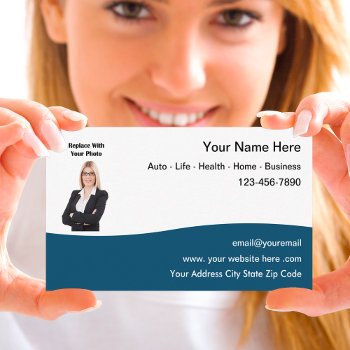 Insurance Agent Photo Business Cards Design by Luckyturtle at Zazzle