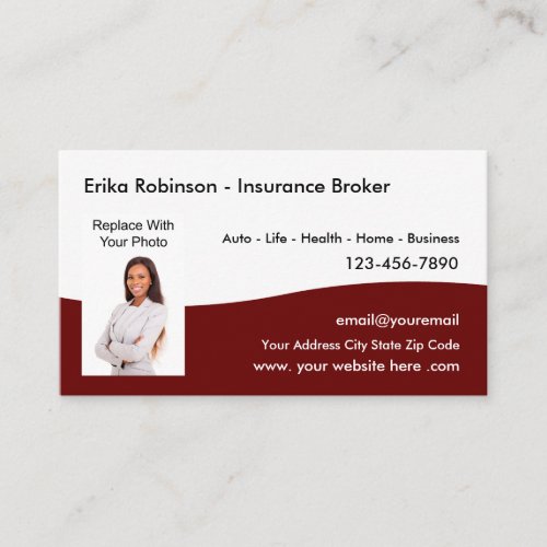 Insurance Agent Photo Business Cards Template