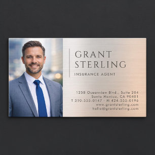 Insurance Agent Photo Metallic Business Card