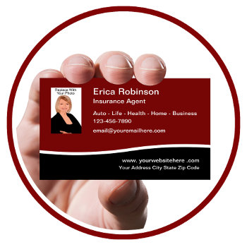 Insurance Agent Photo Template Business Card by Luckyturtle at Zazzle