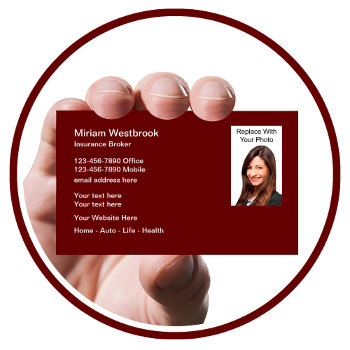 Insurance Agent Photo Template Business Cards by Luckyturtle at Zazzle
