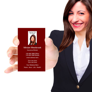 Insurance Agent Photo Template Business Cards by Luckyturtle at Zazzle