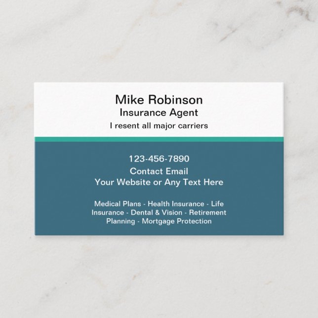 Insurance Agent Simple Business Cards (Front)
