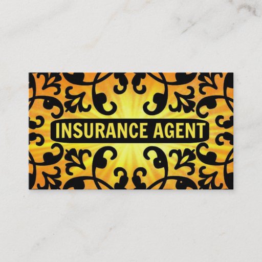 Customizable Insurance Agent Sunshine Damask Business Card
