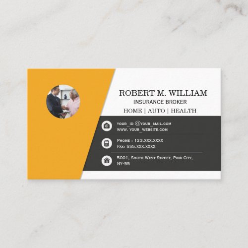 Insurance Broker agent  Home Auto Health  Business Card