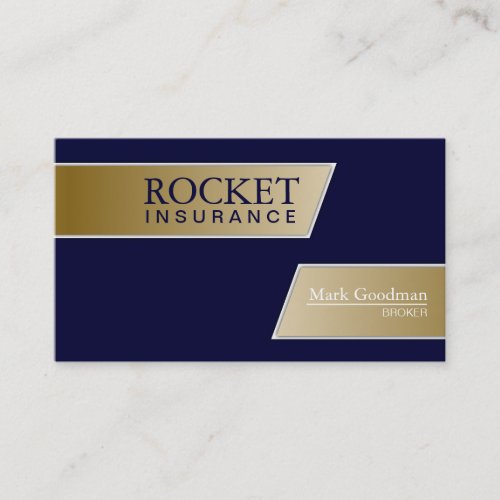 Insurance Broker Business Card - Navy Blue &amp; Gold