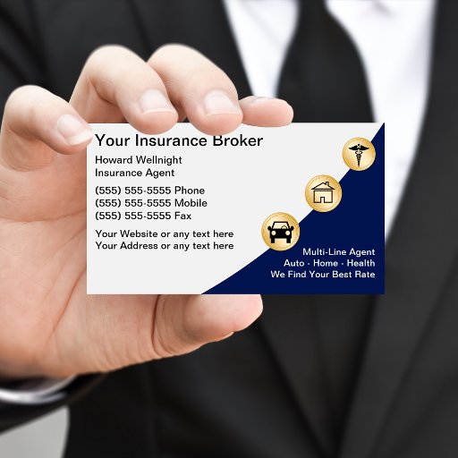 Customizable Insurance Broker Business Cards