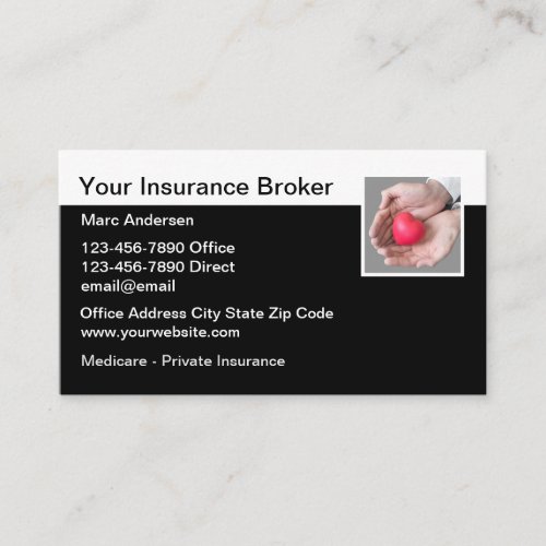 Insurance Broker Heart In Hand  Business Card
