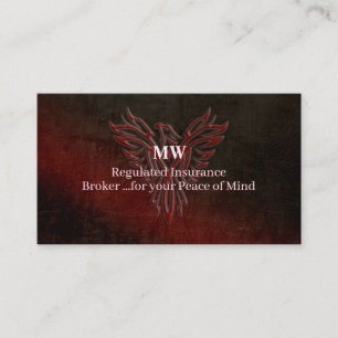 Insurance Broker, leather-look, Phoenix Risen logo Business Card