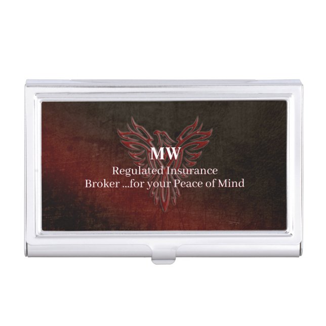 Insurance Broker, leather-look, Phoenix Risen logo Business Card Case (Front)
