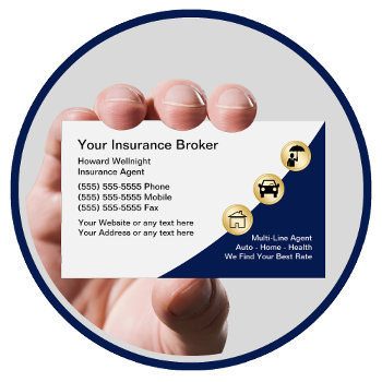 Insurance Broker Modern Classy Business Cards by Luckyturtle at Zazzle