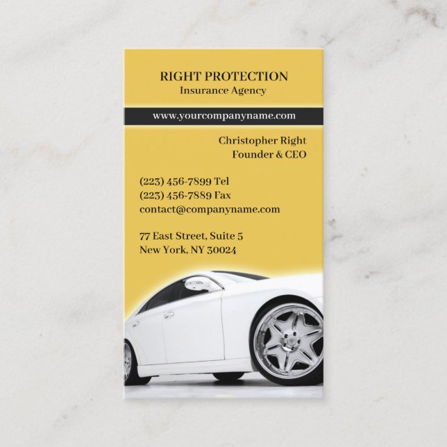 Insurance Car Dealer Business Card Template (Front)