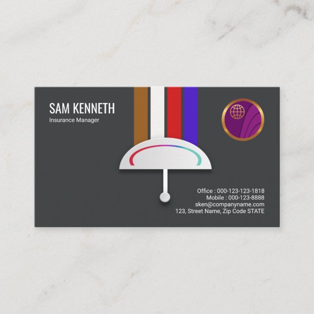 Insurance Manager Colorful Umbrella Business Card (Front)