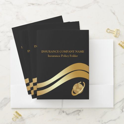 Insurance Policy Black  Gold Pocket Folder