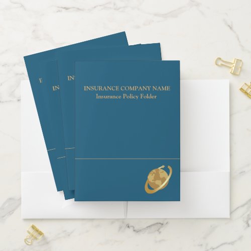 Insurance Policy Blue  Gold Pocket Folder