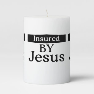Insured By Jesus Christian Spiritual Protection Pillar Candle