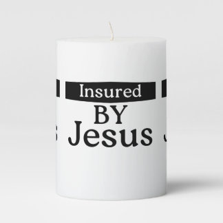 Insured By Jesus Christian Spiritual Protection Pillar Candle