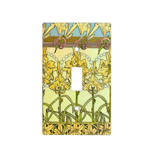 intage Alphonse Mucha Art Nouveau Lily Pattern Light Switch Cover