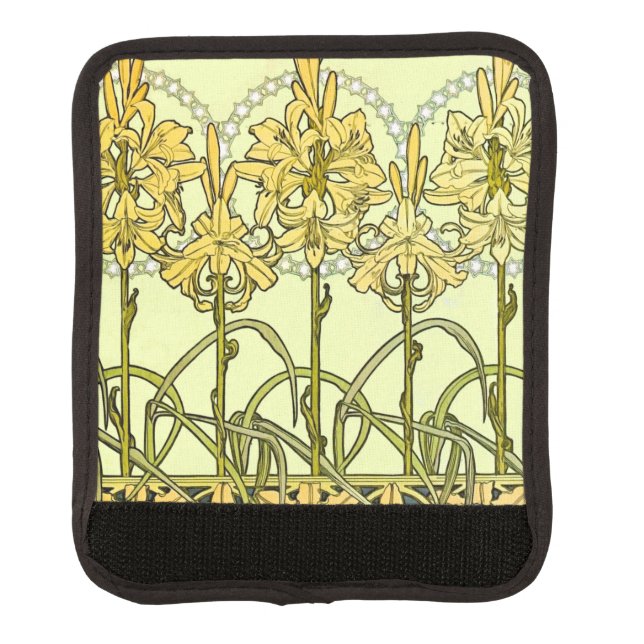 intage Alphonse Mucha Art Nouveau Lily Pattern Luggage Handle Wrap (Front)